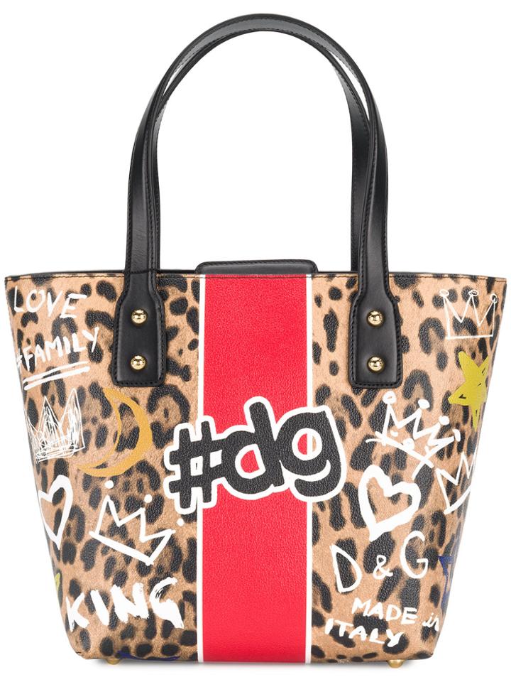 Dolce & Gabbana Beatrice Shopper Tote Bag - Brown