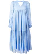 Masscob - Flared Midi Dress - Women - Silk/cotton - Xs, Blue, Silk/cotton