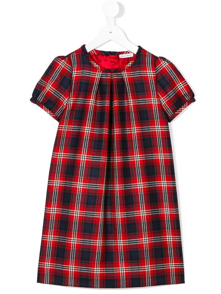 Dolce & Gabbana Kids - Checked Dress - Kids - Viscose/virgin Wool - 5 Yrs, Red