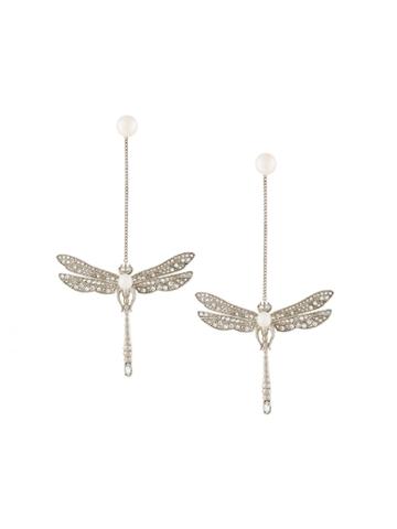 Axenoff Jewellery Drop Dragonfly Earrings - Metallic
