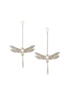 Axenoff Jewellery Drop Dragonfly Earrings - Metallic