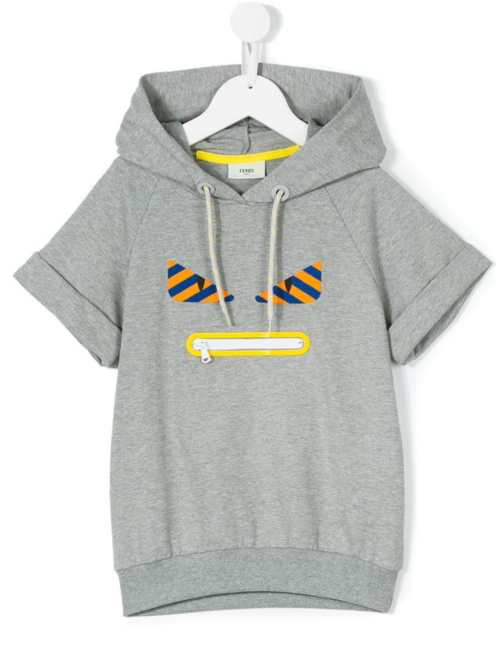 Fendi Kids Monster Hooded Sweatshirt, Toddler Boy's, Size: 4 Yrs, Grey