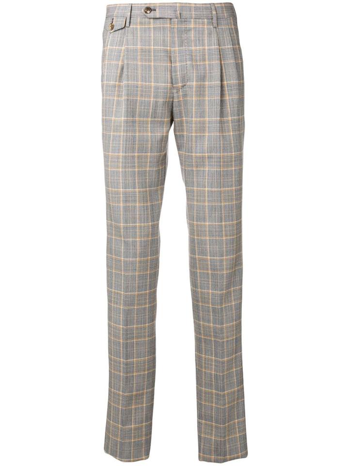 Pt01 Straight-leg Check Trousers - Black