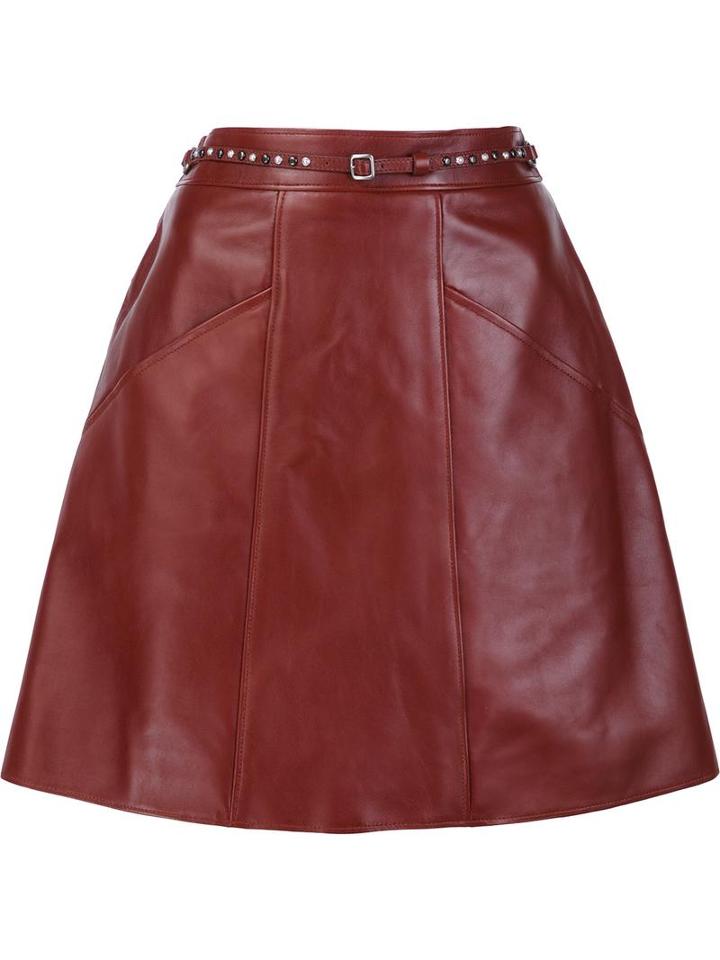 Coach A-line 'biker' Skirt, Women's, Size: 2, Brown, Lamb Skin