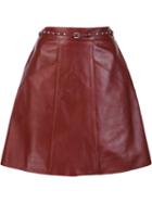 Coach A-line 'biker' Skirt, Women's, Size: 2, Brown, Lamb Skin