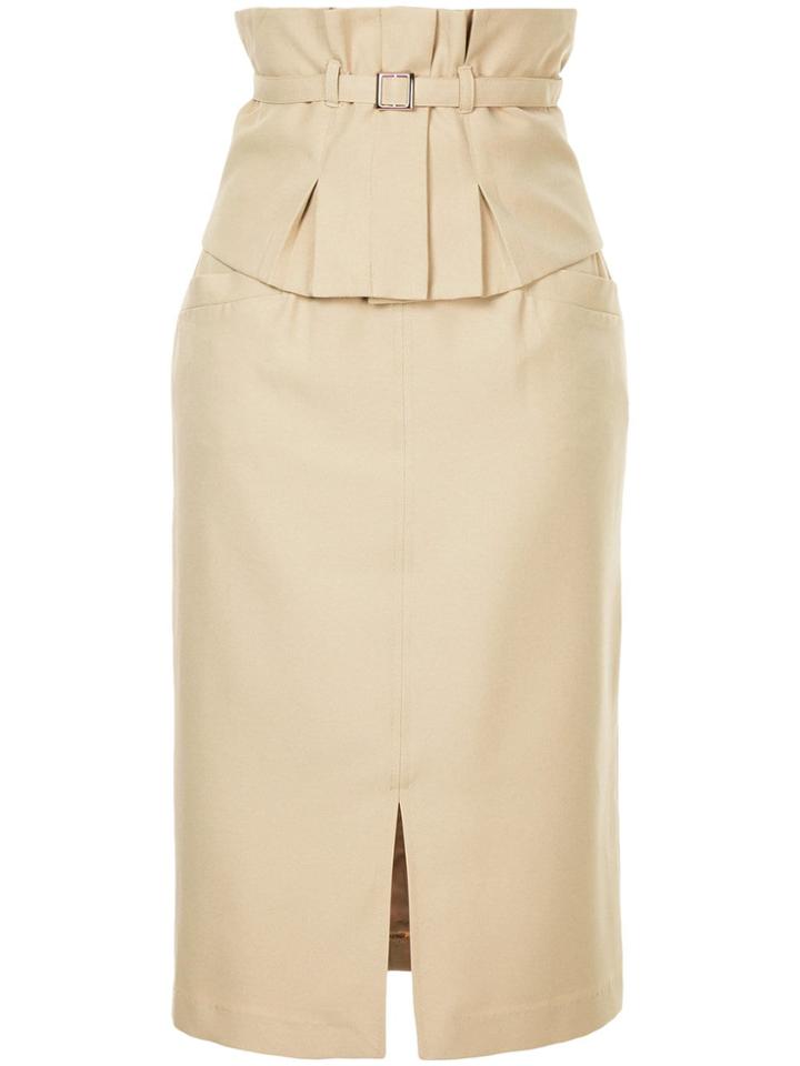 Loveless Belted Midi Pencil Skirt - Neutrals