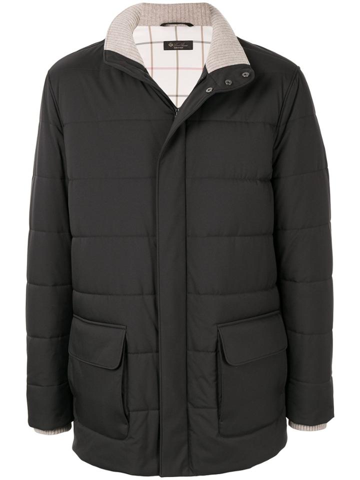 Loro Piana Padded Check Lined Coat - Black