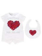 Gucci Kids - Heart Print Romper - Kids - Cotton/spandex/elastane - 6 Mth, Nude/neutrals