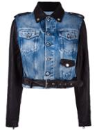 Diesel 'denyn' Jacket, Women's, Size: Large, Blue, Cotton/calf Leather