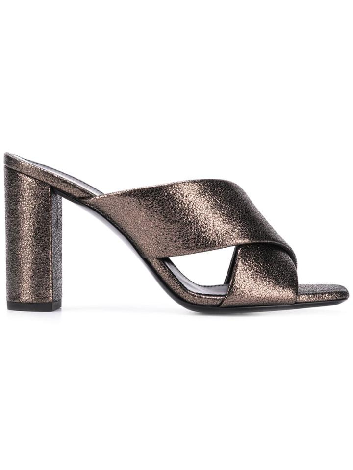 Saint Laurent Metallized Lou Lou Mules - Metallic