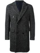 Mp Massimo Piombo Double Breasted Coat, Men's, Size: 48, Black, Polyamide/cupro/mohair/alpaca