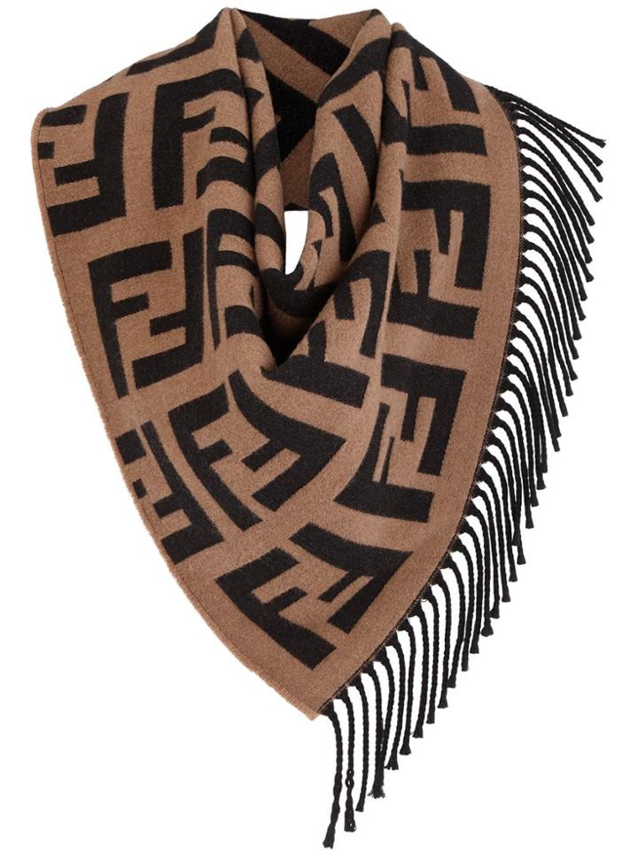 Fendi Triangular Ff Logo Shawl - Brown
