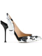 Sergio Rossi Sequin Slingback Pumps - Grey