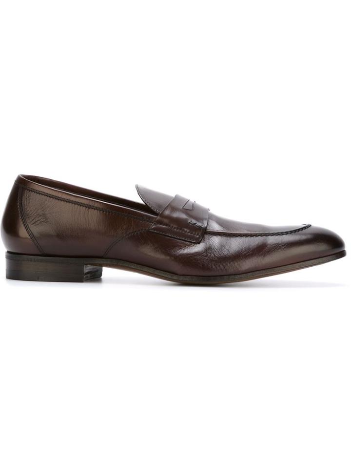 Henderson Baracco Classic Penny Loafers, Men's, Size: 44, Brown, Calf Leather/leather
