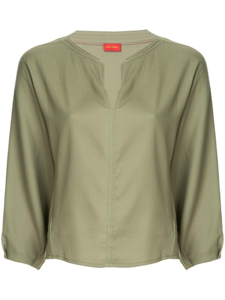 Des Prés Deep V-neck Blouse - Green