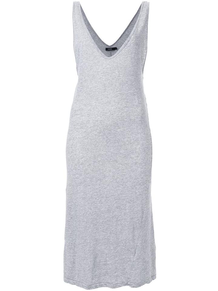 Bassike Deep V-neck Tank Dress, Women's, Size: 6, Grey, Organic Cotton