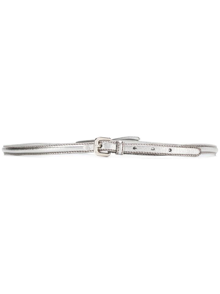 Prada Bow Detail Slim Buckle Belt - Silver