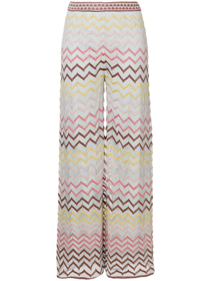 M Missoni Chevron Embroidered Straight Leg Trousers - Multicolour