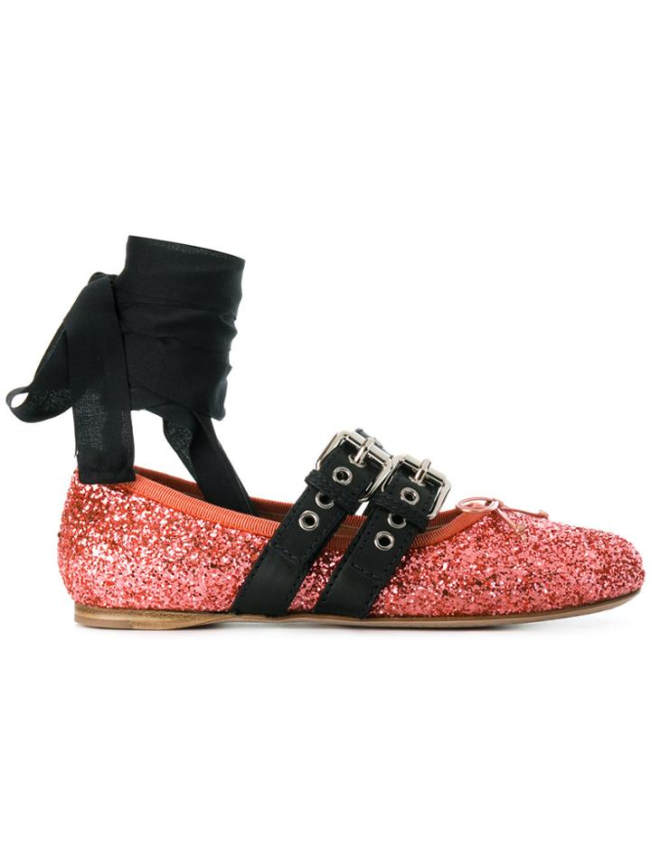 Miu Miu Glitter Ballerinas - Pink & Purple