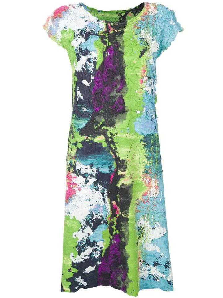 Issey Miyake Paint Crush Print Dress - Green