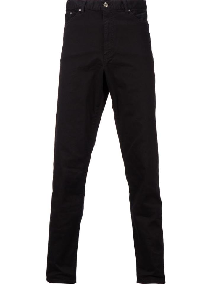 Wvm Drop-crotch Straight Jeans, Men's, Size: 30, Black, Cotton/polyurethane/buffalo Leather