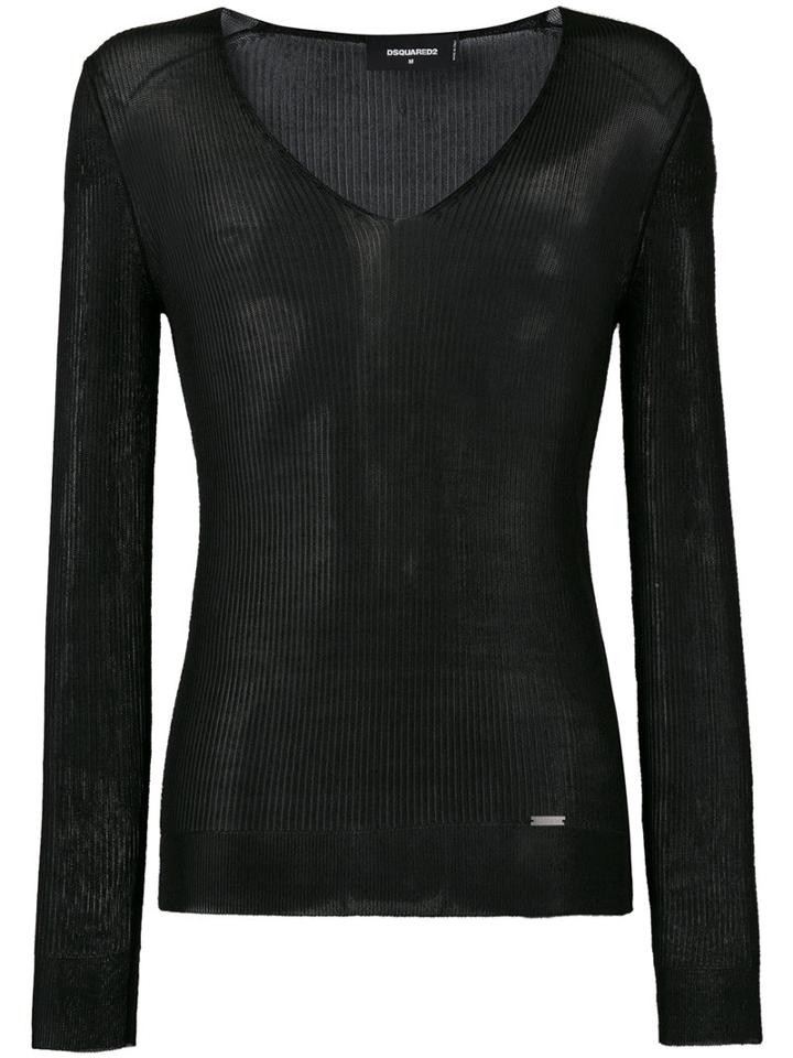 Dsquared2 - V-neck Jumper - Men - Polyester/viscose - S, Black, Polyester/viscose