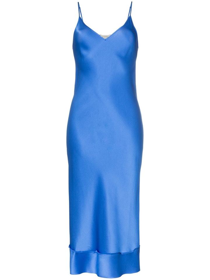 Lee Mathews Sleeveless Silk Slip Dress - Blue