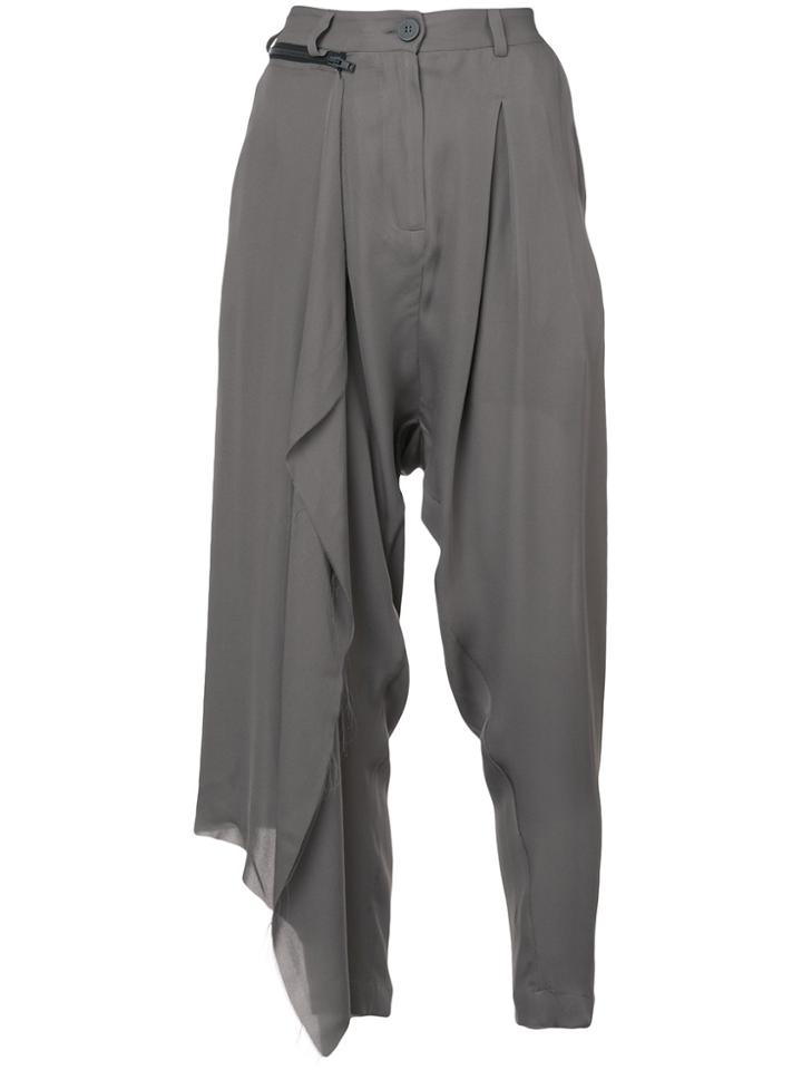 Isabel Benenato Asymmetric Harem Trousers - Grey