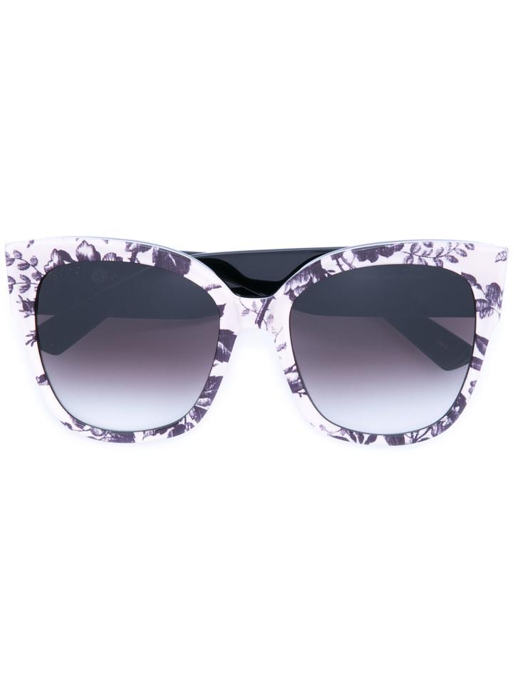 Gucci Eyewear Gg Arm Cat Eye Sunglasses, Women's, Size: 55, White, Acetate