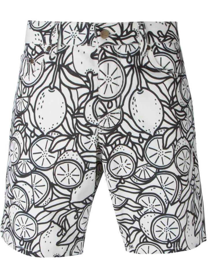 Ami Alexandre Mattiussi Lemon Print Bermuda Shorts, Men's, Size: Large, White, Cotton