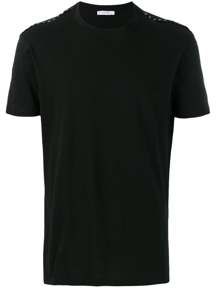 Versace Collection Embellished Shoulder T-shirt - Black