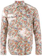 Maison Margiela Bleached Floral Print Shirt, Men's, Size: 39, White, Cotton