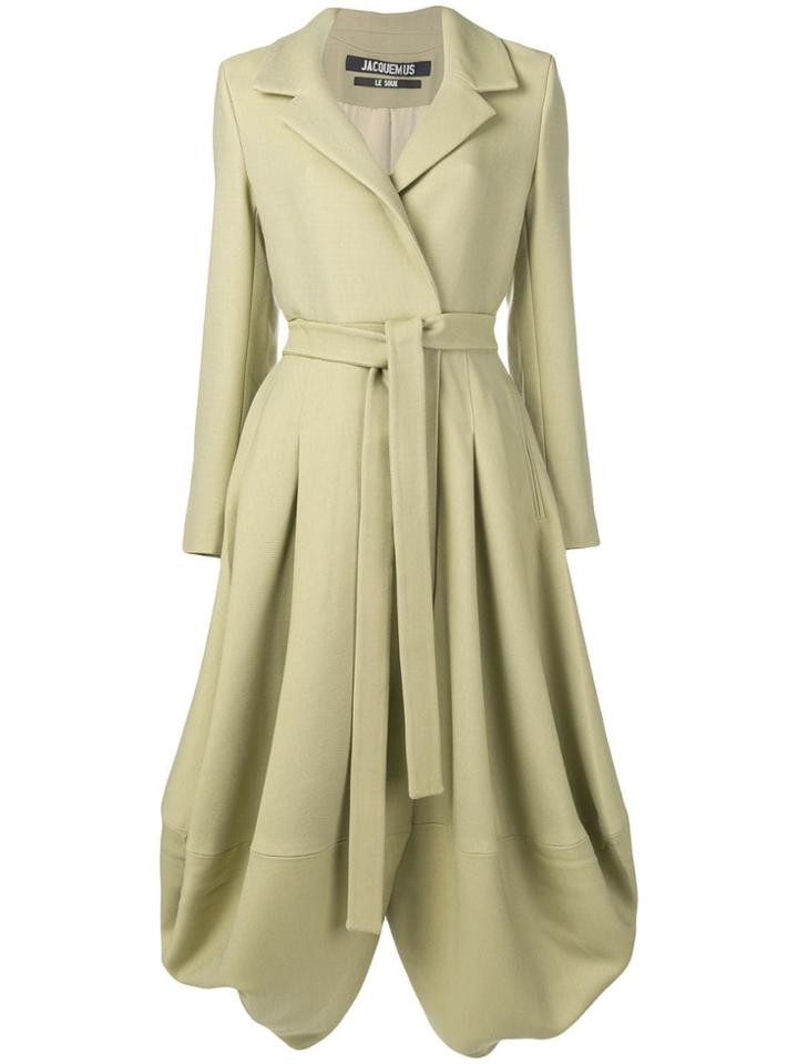 Jacquemus Curved Hem Belted Coat - Neutrals