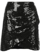 Alice+olivia Sequin Wrap Mini Skirt - Black