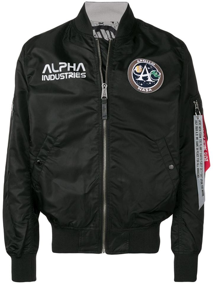 Alpha Industries Logo Patch Bomber Jacket - Black