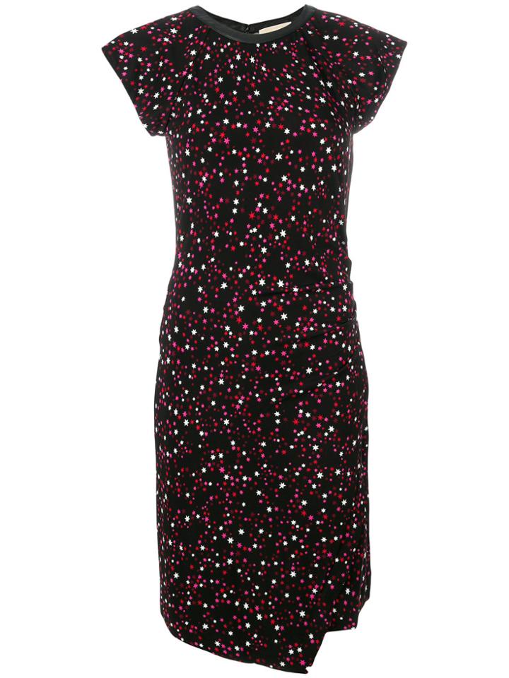 Michael Michael Kors Flutter-sleeve Star-print Dress - Black