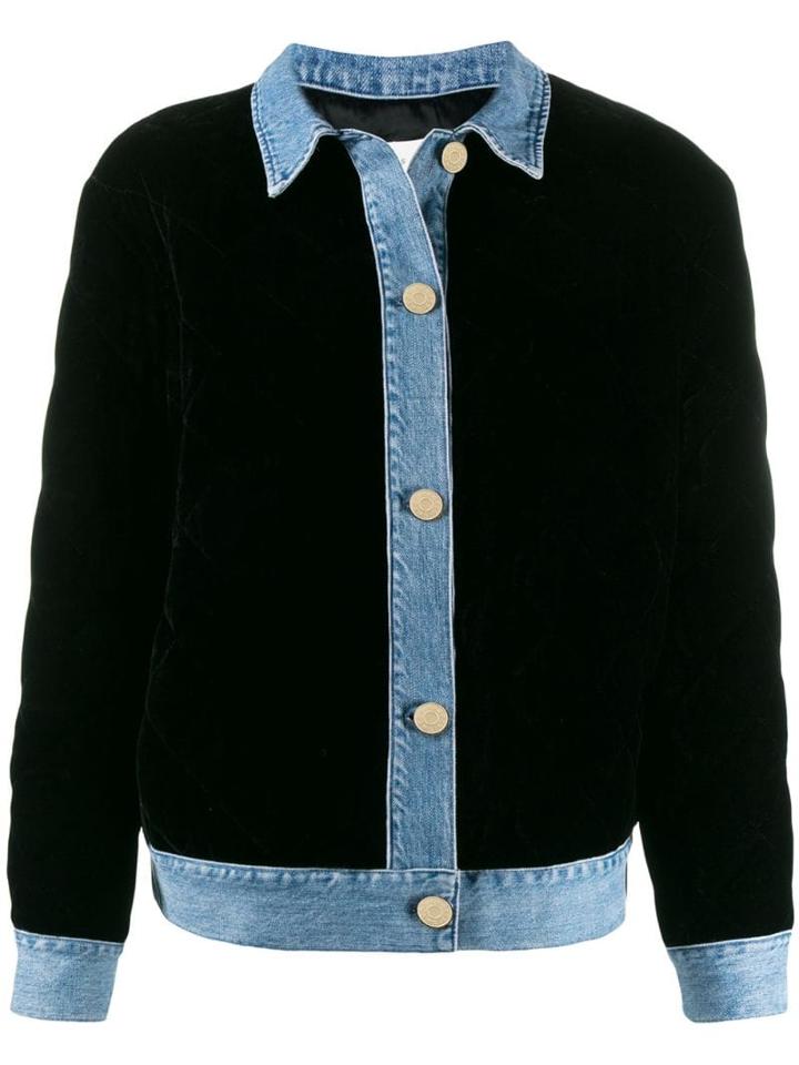 Sandro Paris Denim Trim Bomber Jacket - Black