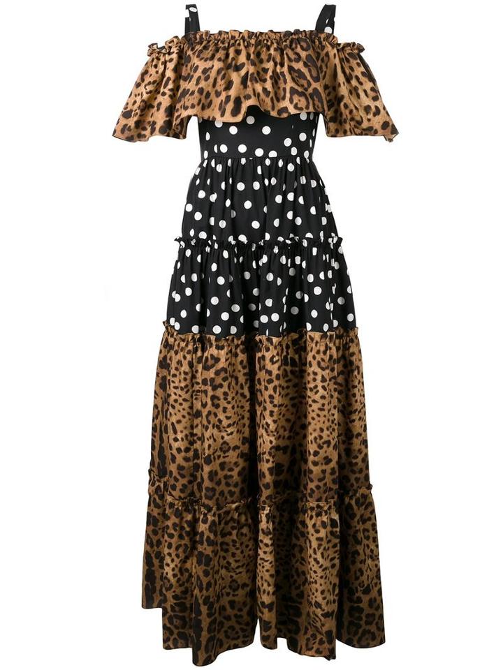 Dolce & Gabbana Multi Print Maxi Dress, Women's, Size: 42, Black, Cotton
