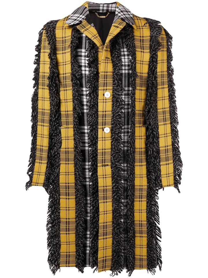 Versace Checked Button Coat - Yellow & Orange