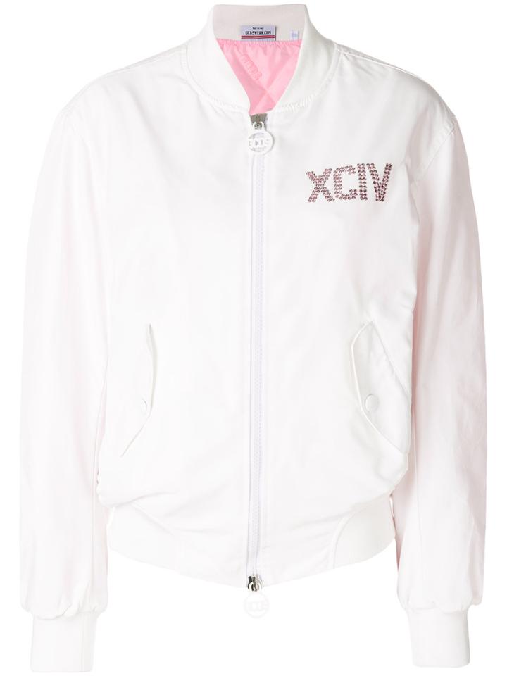 Gcds Rhinestone-embellished Bomber Jacket - White