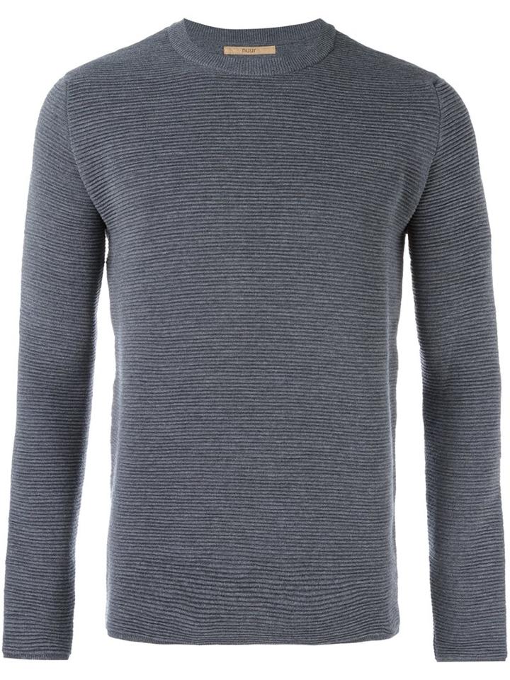 Nuur Ribbed Crew Neck Jumper, Men's, Size: 52, Grey, Wool