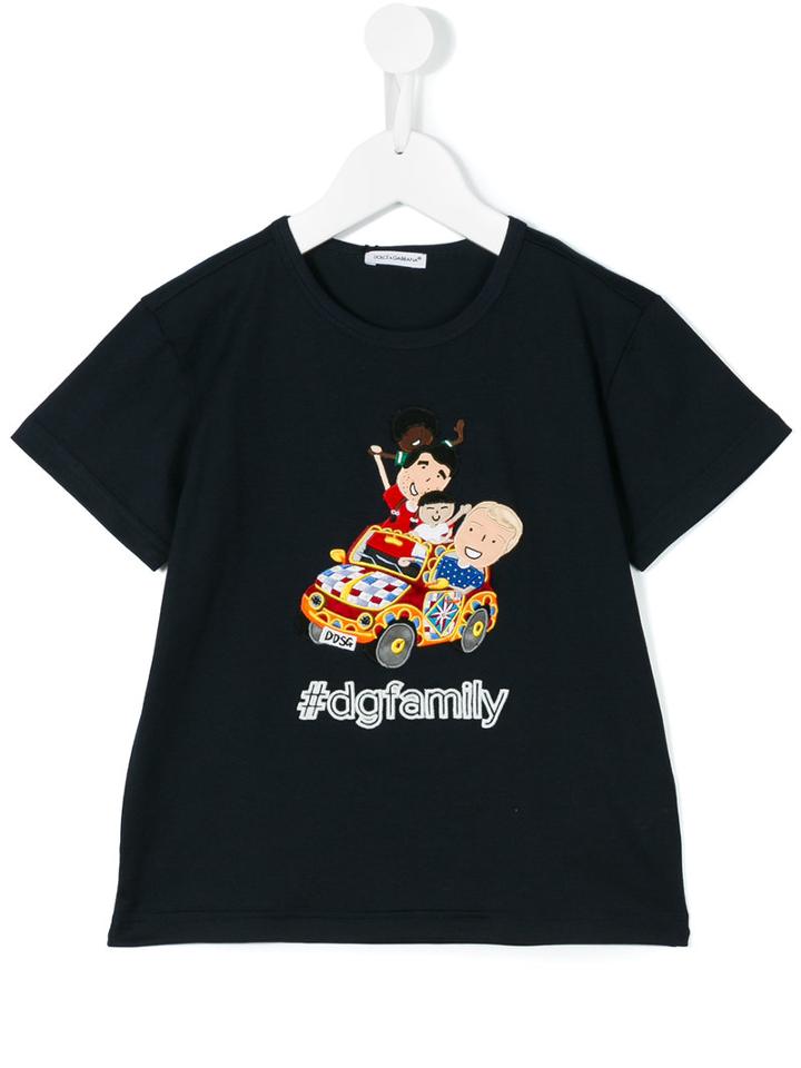 Dolce & Gabbana Kids #dgfamily Embroidered T-shirt, Toddler Boy's, Size: 2 Yrs, Blue