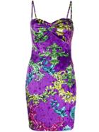 Versace Jeans Couture Baroque Print Mini Dress - Purple