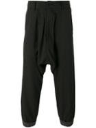 Ziggy Chen Drop-crotch Cropped Trousers, Men's, Size: Large, Black, Cotton/viscose/linen/flax