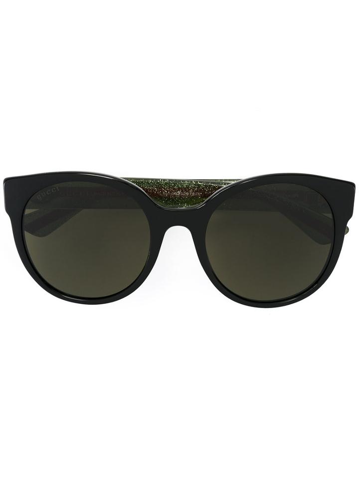 Gucci Eyewear Web Arm Round Sunglasses, Women's, Green, Acetate