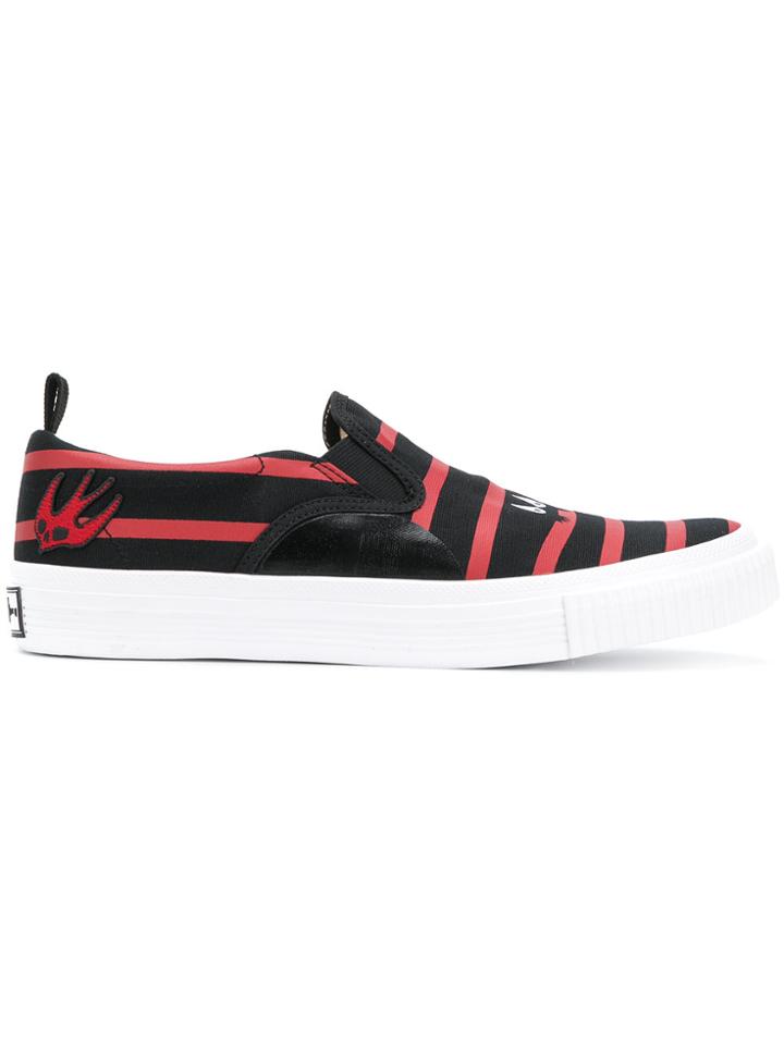 Mcq Alexander Mcqueen Striped Eye Print Pull-on Sneakers - Black