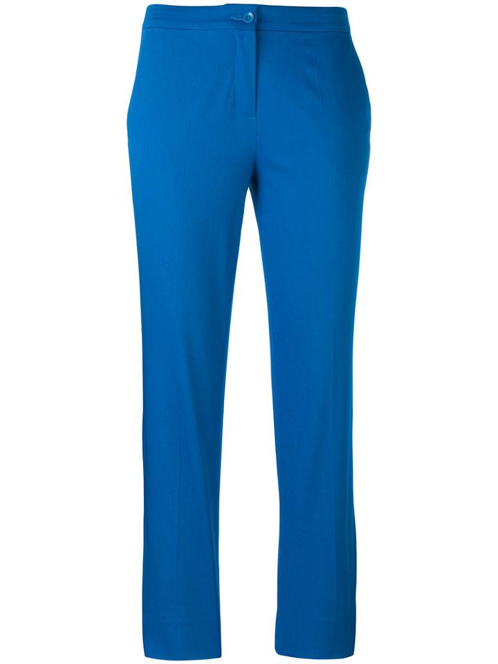 Etro - Cropped Pants - Women - Cotton/spandex/elastane - 40, Blue, Cotton/spandex/elastane