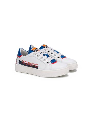 Iceberg Kids Logo Print Sneakers - White