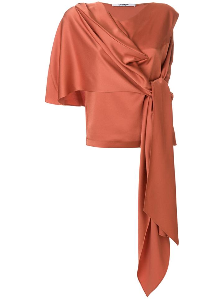 Chalayan Draped Belted Top - Yellow & Orange