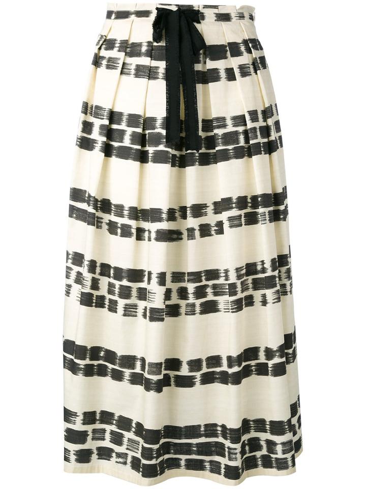 Max Mara Studio - Tie Fastened Skirt - Women - Cotton - 44, Nude/neutrals, Cotton